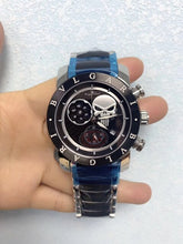 Cargar imagen en el visor de la galería, Reloj Cuarzo 42mm acero inoxidable Plata Negro Azul Blanco luminoso cristal de zafiro. 30m. BVL