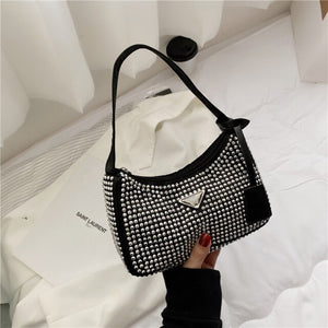 Bolso Bling bling pequeño en PU lujo con diamantes artificiales, a la moda 15*23*6cm
