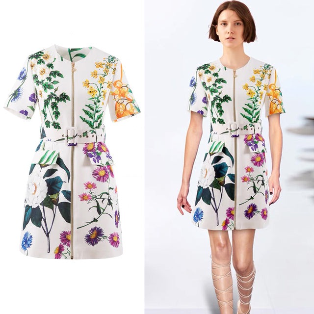 Floral fashion: Vestido cóctel encaje con cuentas.