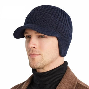 Gorra de golf invierno para hombre, visera gruesa protección oídos