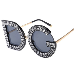 Gafas de sol con letras DG, marco de Metal y diamantes para mujer. 67mm