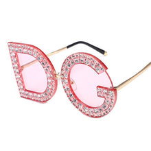 Cargar imagen en el visor de la galería, Gafas de sol con letras DG, marco de Metal y diamantes para mujer. 67mm