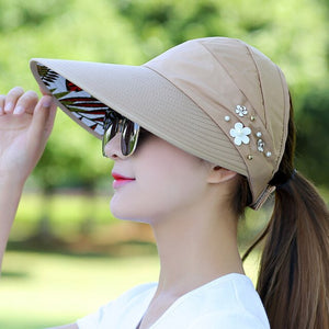 Sombrero de Golf plegable para mujer,Anti UV, de algodón, con estampado de flores