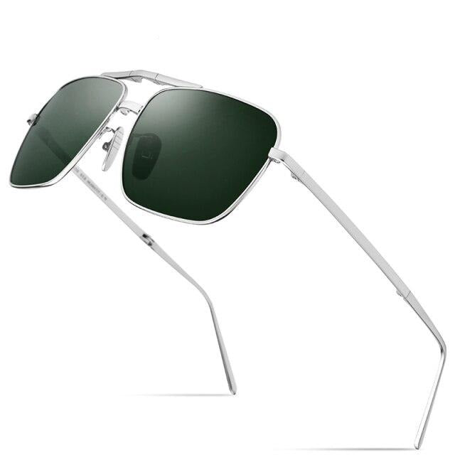 Gafas de sol polarizadas cuadradas de titanio puro plegables. UV400