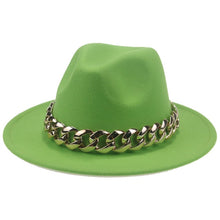 Cargar imagen en el visor de la galería, Sombrero de ala ancha fedora big chain. Unisex. 21 colores.