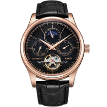 Cargar imagen en el visor de la galería, LIGE Reloj hombre, automático tourbillon, visible, calendario y diseño caja incluida.