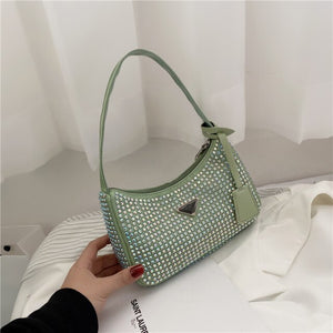 Bolso Bling bling pequeño en PU lujo con diamantes artificiales, a la moda 15*23*6cm