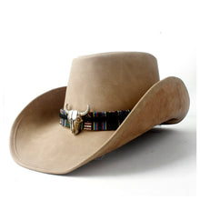 Cargar imagen en el visor de la galería, Sombrero de vaquero Hombre y mujer, cuero y paja XXL