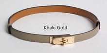 Cargar imagen en el visor de la galería, Cinturon Kelly cuero auténtico con hebilla dorada, 50-108cm