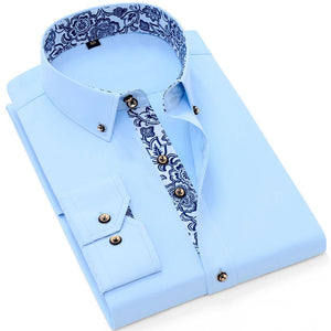 Camisa hombre con cuello mosaico, ajustada, algodón. 5XL