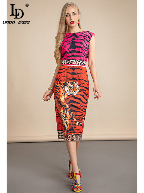 Canvas dress: Vestido diseñador estampado con tigre y leopardo.