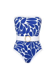 2 piezas baño bandeau azul y blanco XL