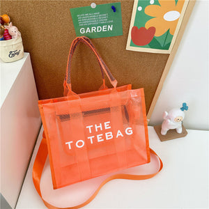 Bolso de gelatina transparente de hombro cruzado de gran capacidad, Tote Bag