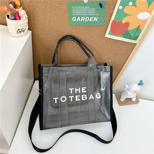 Bolso de gelatina transparente de hombro cruzado de gran capacidad, Tote Bag