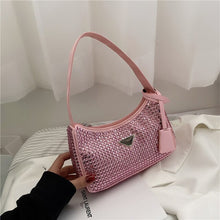 Cargar imagen en el visor de la galería, Bolso Bling bling pequeño en PU lujo con diamantes artificiales, a la moda 15*23*6cm