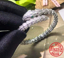 Cargar imagen en el visor de la galería, Pulsera serpiente lujo Plata 925 diamantes artificiales incrustados chapado en oro rosa 18K y platino