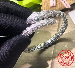 Pulsera serpiente lujo Plata 925 diamantes artificiales incrustados chapado en oro rosa 18K y platino