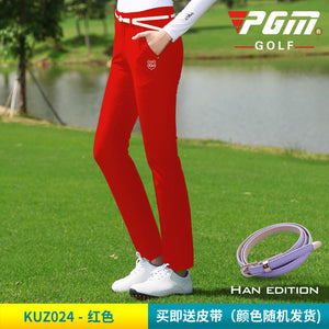 Golf mujer: Pantalones largos coreanos con cinturón secado rápido, ajustada, fina. XL
