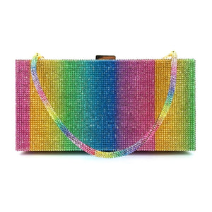 Clunch arco iris, incluido el damero con brillantes. 20x10x6cm