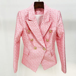 Chaqueta, blazer Jacquard doble botonadura, geométrico, dos colores 5XL