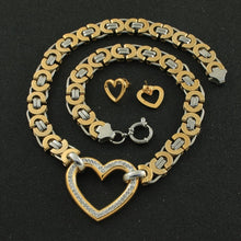 Cargar imagen en el visor de la galería, Corazón y cadena grande cristal acero inoxidable. 35-90cm