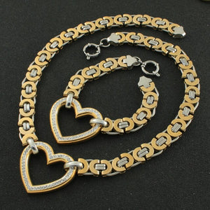 Corazón y cadena grande cristal acero inoxidable. 35-90cm