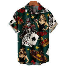 Cargar imagen en el visor de la galería, Camisas de verano para hombre, camisa hawaiana calavera