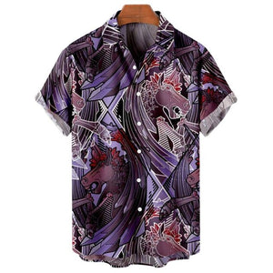 Camisas de verano para hombre, camisa hawaiana calavera