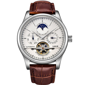 LIGE Reloj hombre, automático tourbillon, visible, calendario y diseño caja incluida.