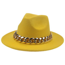 Cargar imagen en el visor de la galería, Sombrero de ala ancha fedora big chain. Unisex. 21 colores.