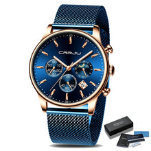 Cargar imagen en el visor de la galería, Reloj AZUL de cuarzo lujo hombre, cronógrafo deportivo 42mm. OFERTA FLASH