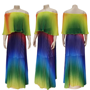 Arco Iris trend: Vestido plisado chifon. 2XL