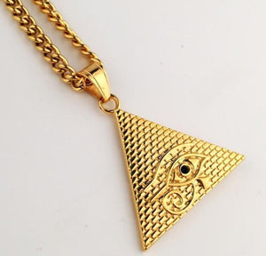 Collar dorado triangulo fortuna Hip Hop Unisex