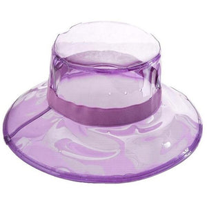 Sombrero cubo transparentes mujer, PVC, impermeable ala ancha