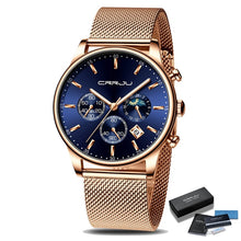 Cargar imagen en el visor de la galería, Reloj AZUL de cuarzo lujo hombre, cronógrafo deportivo 42mm. OFERTA FLASH