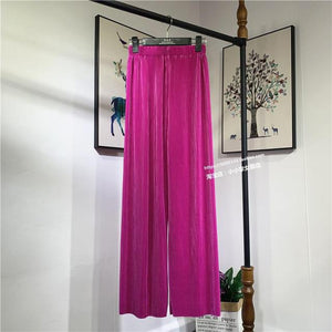 Pantalones rectos de cintura elástica para mujer, PP pink. L