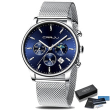 Cargar imagen en el visor de la galería, Reloj AZUL de cuarzo lujo hombre, cronógrafo deportivo 42mm. OFERTA FLASH