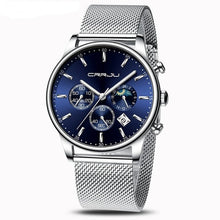 Cargar imagen en el visor de la galería, Reloj AZUL de cuarzo lujo hombre, cronógrafo deportivo 42mm. OFERTA FLASH